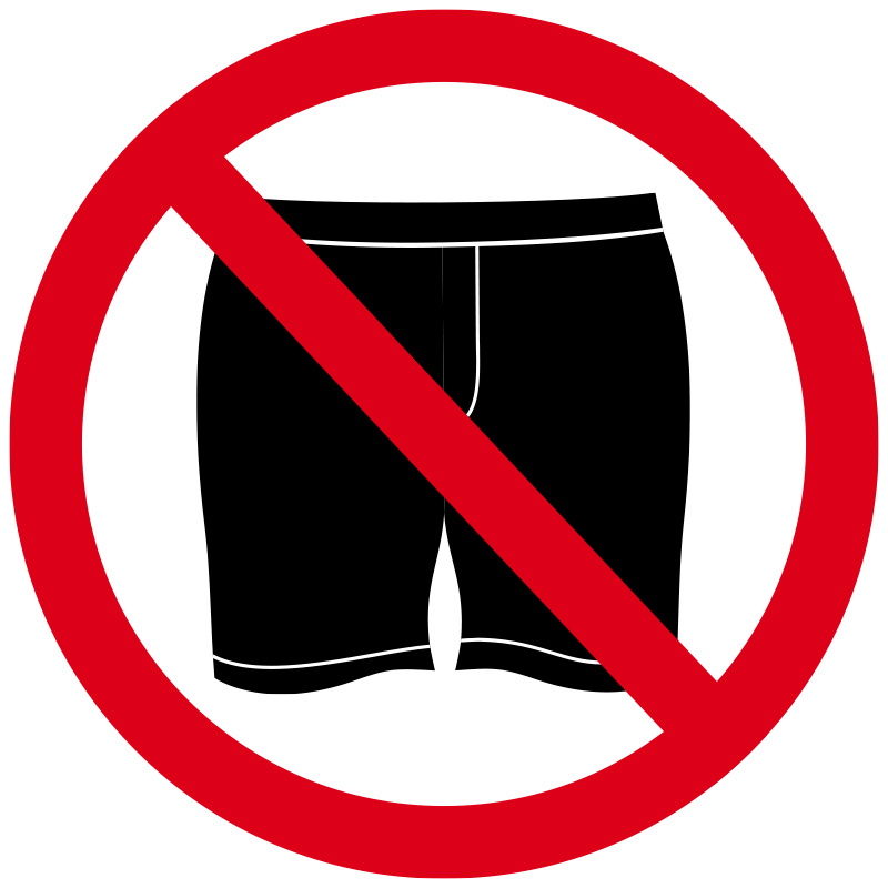 Short et autres que maillots interdits